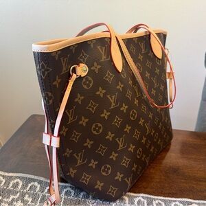 LV Monogram Tote with Red Accents